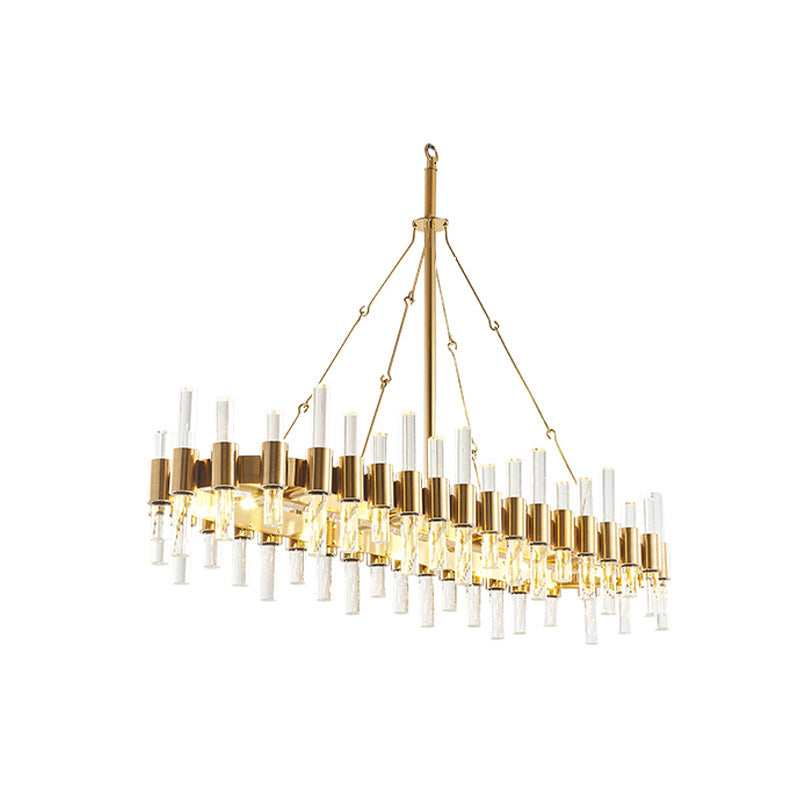 Modern Gold Crystal Rod Loop Chandelier Pendant Light