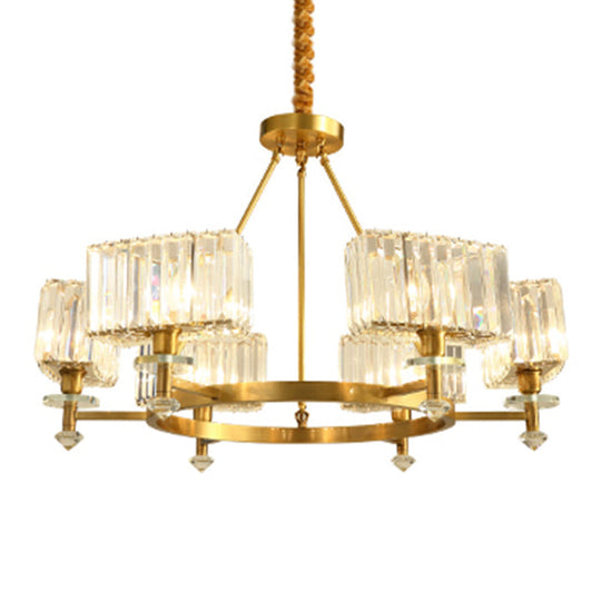 Postmodern Gold Chandelier Ceiling Light For Living Room - Circle Shaped Crystal Block Fixture 6 / B