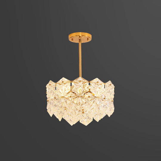 Modern Gold K9 Crystal Snowflake Chandelier Pendant Light