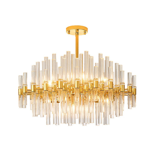 Gold Geometric Crystal Rod Chandelier Pendant Light - Postmodern Fixture