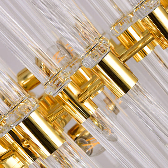 Gold Geometric Crystal Rod Chandelier Pendant Light - Postmodern Fixture