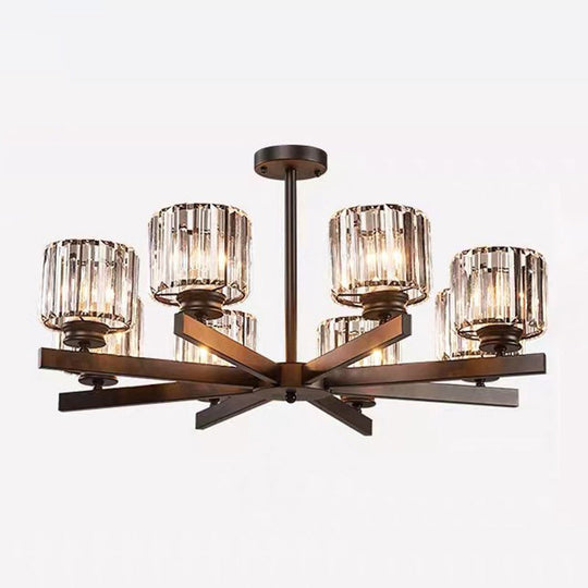 Post-Modern Crystal Cylindrical Chandelier Pendant Light For Living Room