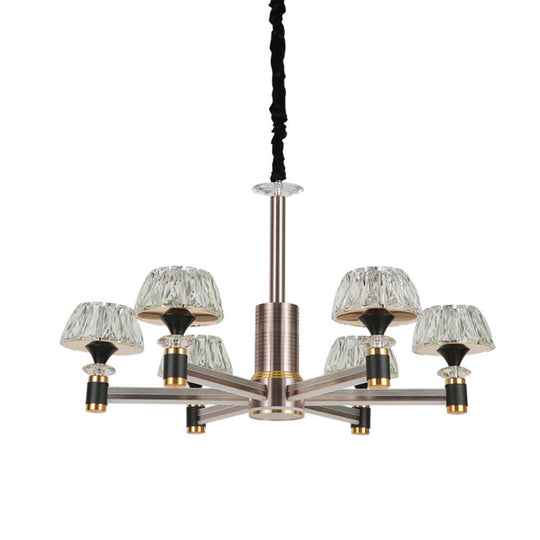 Black Postmodern Crystal Chandelier Ceiling Light For Living Room With Round Shade