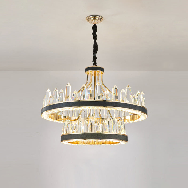 Minimalist Black Crystal Pendant Chandelier for Living Room Décor