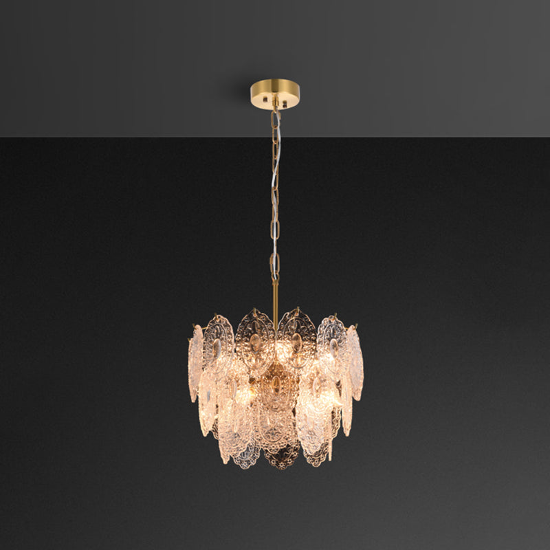 Postmodern Gold Crystal Ceiling Chandelier for Living Room - Elegant Tiered Carved Design