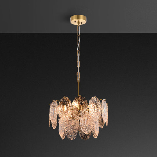 Postmodern Gold Crystal Ceiling Chandelier for Living Room - Elegant Tiered Carved Design