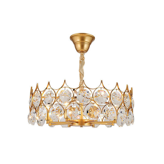 Modern Gold Geometric Crystal Chandelier Pendant Light / Small Round