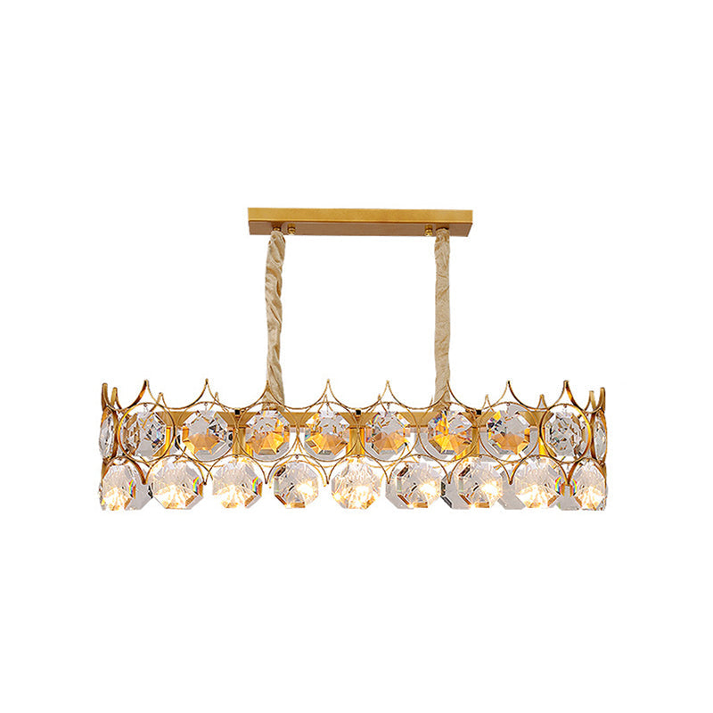 Modern Gold Geometric Chandelier Pendant Light with Crystal Beveled Detailing