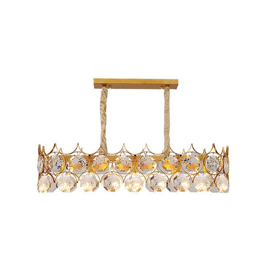 Modern Gold Geometric Chandelier Pendant Light with Crystal Beveled Detailing