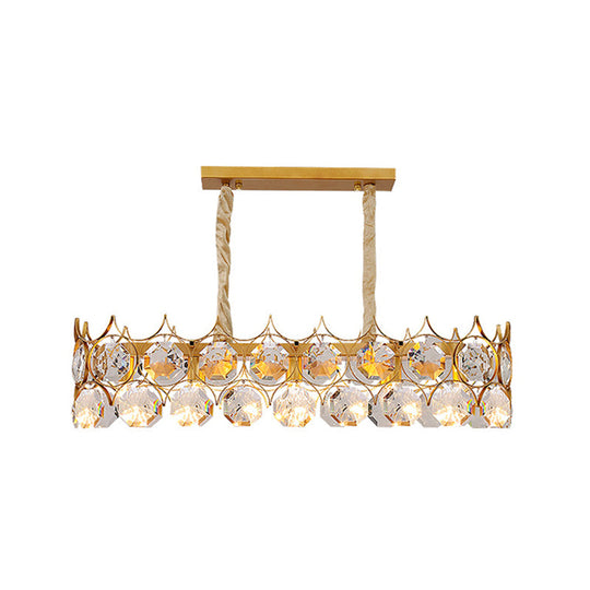 Modern Gold Geometric Chandelier Pendant Light with Crystal Beveled Detailing