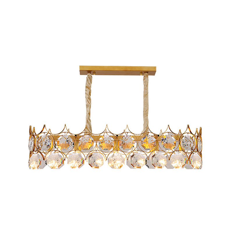 Modern Gold Geometric Crystal Chandelier Pendant Light / Medium Rectangle