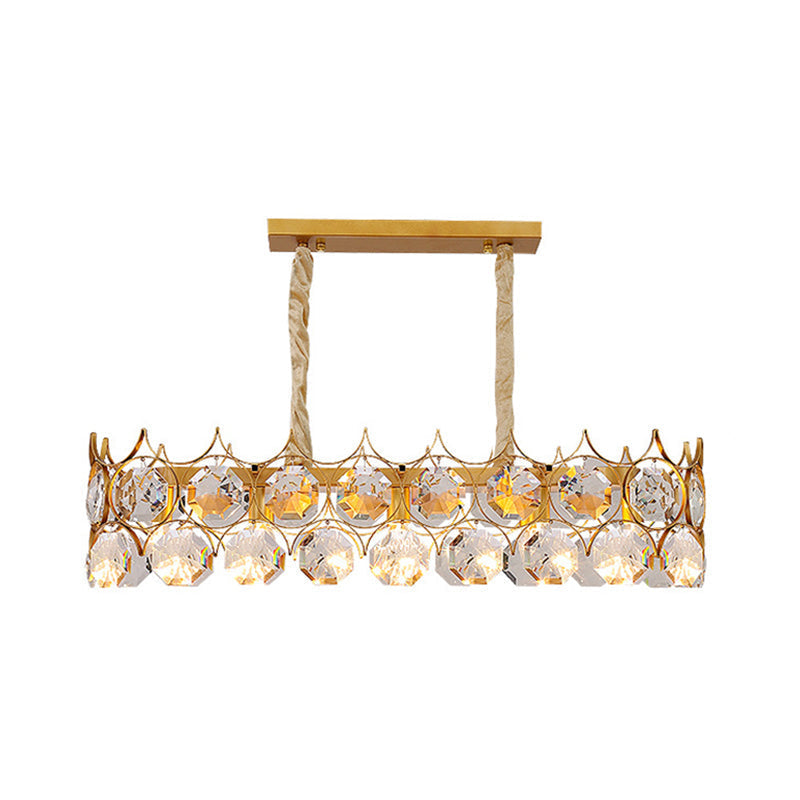 Modern Gold Geometric Chandelier Pendant Light with Crystal Beveled Detailing