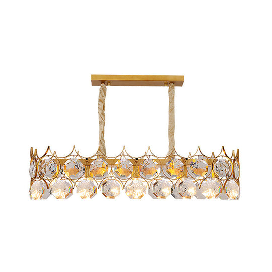 Modern Gold Geometric Chandelier Pendant Light with Crystal Beveled Detailing