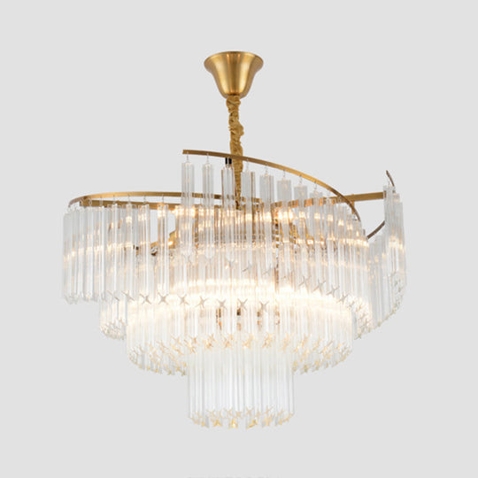 Clear Crystal Postmodern Gold Chandelier for Layered Living Room Ceiling Lighting