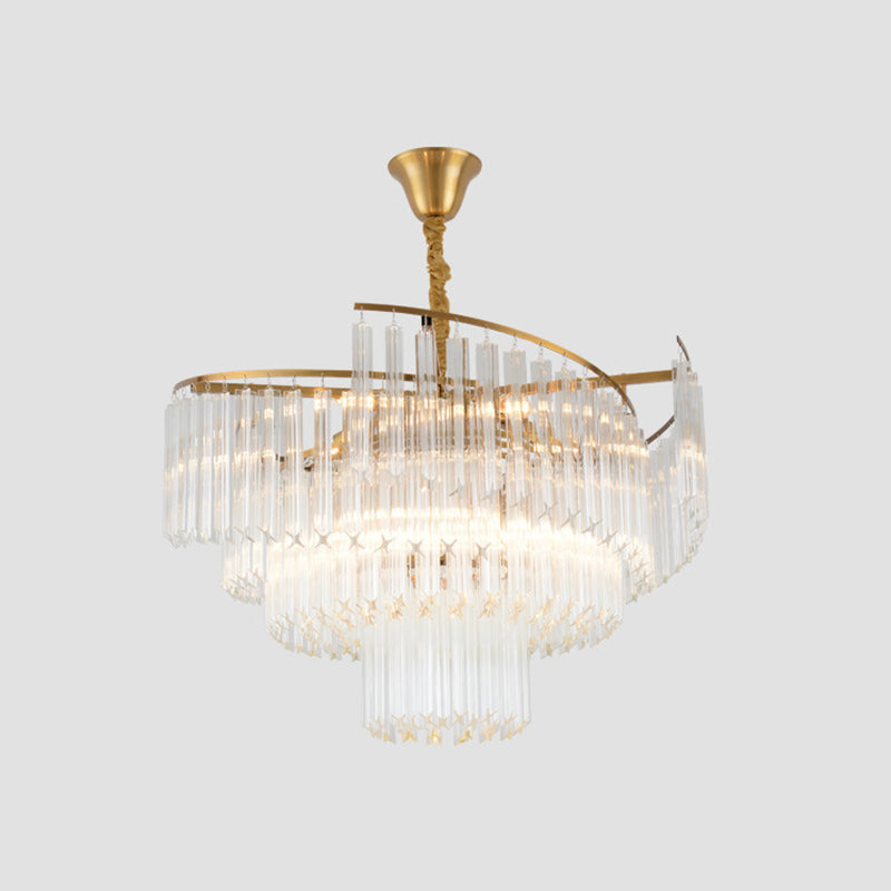 Clear Crystal Postmodern Gold Chandelier for Layered Living Room Ceiling Lighting