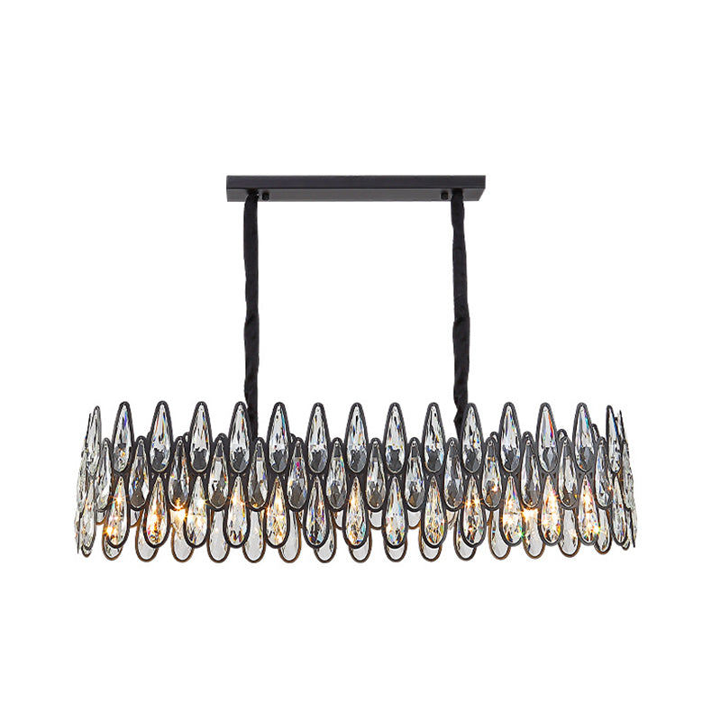 Artistic Black K9 Crystal Tear Drop Chandelier: Elegant Suspension Light For Living Room / Large