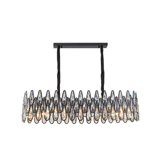 K9 Crystal Tear Drop Suspension Chandelier in Artistic Black for Living Room