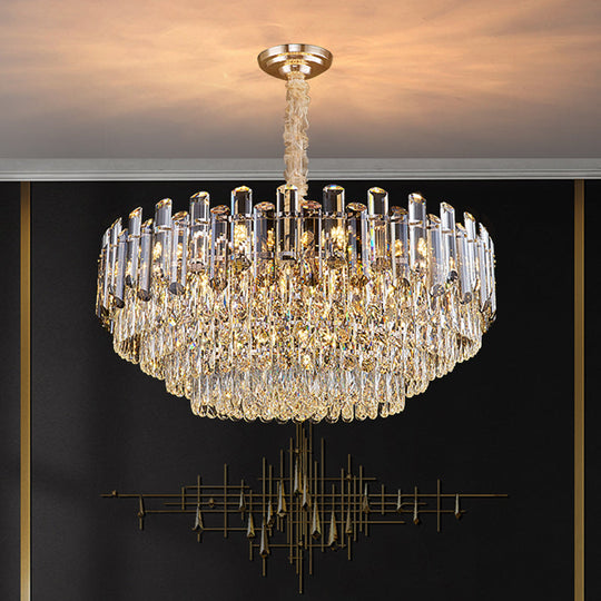 Modern Multi-Tiered Living Room Chandelier with K9 Crystal Simplicity - Clear Pendant Light Fixture