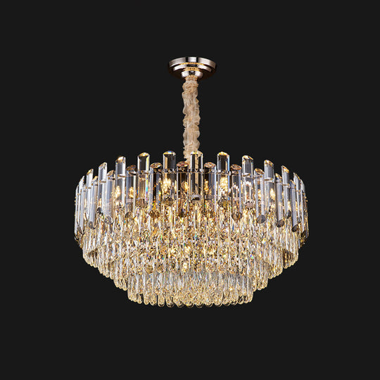 Clear Crystal Multi-Tiered Living Room Chandelier Pendant Light - Simplicity Perfected / 23.5