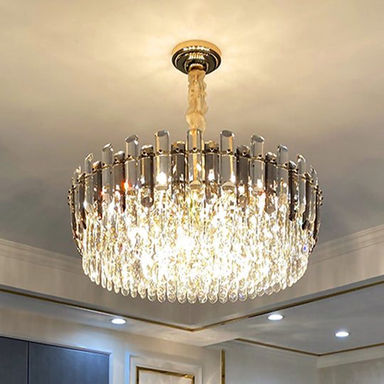 Modern Multi-Tiered Living Room Chandelier with K9 Crystal Simplicity - Clear Pendant Light Fixture