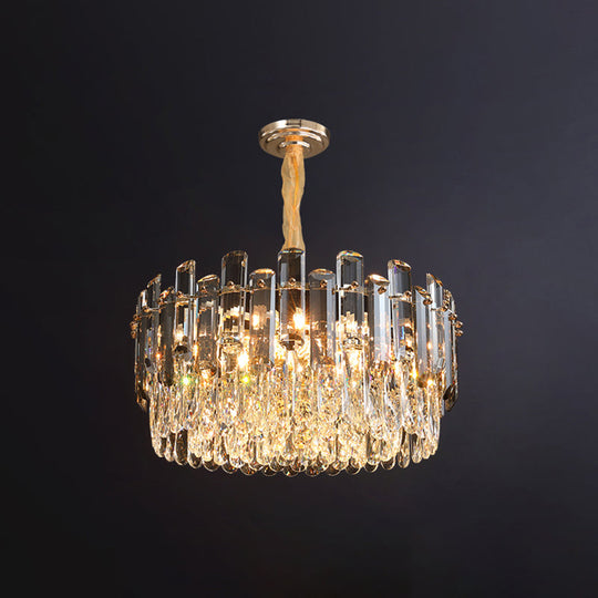 Modern Multi-Tiered Living Room Chandelier with K9 Crystal Simplicity - Clear Pendant Light Fixture