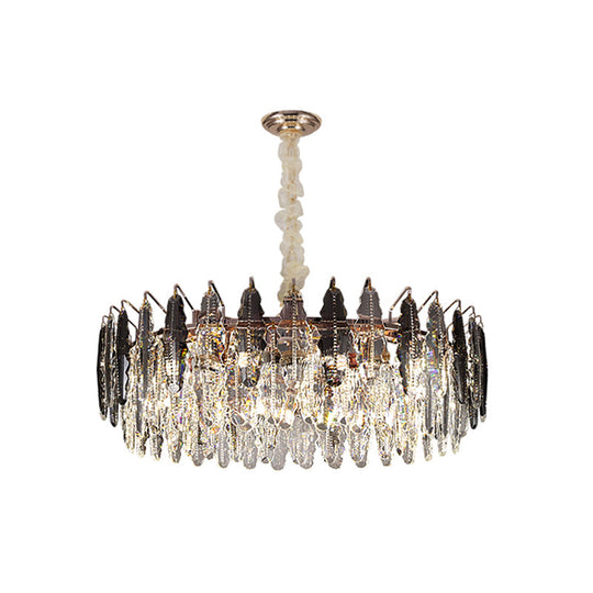 Modern Crystal Leaf Chandelier Pendant Light For Living Room - Clear Hanging