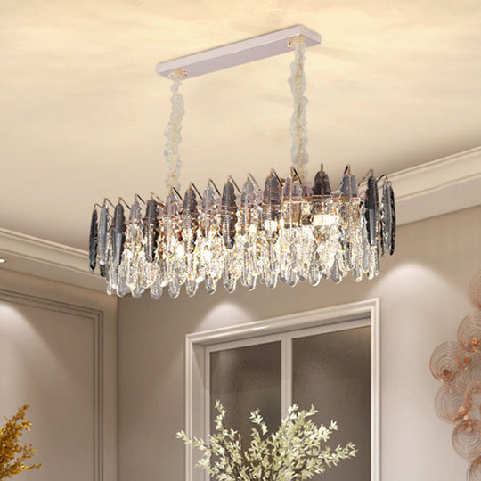 Modern K9 Crystal Leaf Chandelier Pendant Light - Clear Hanging Fixture for Living Room