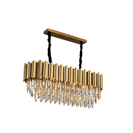 Modern Gold Round Tri-Prism Crystal Pendant Chandelier Light