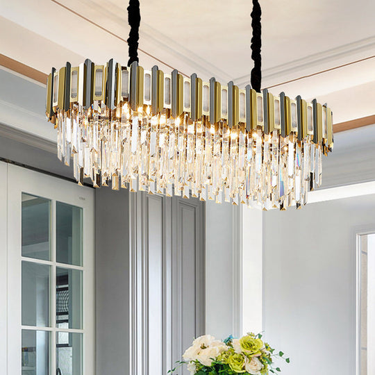 Gold Simplicity Crystal Chandelier Light Fixture for Living Room