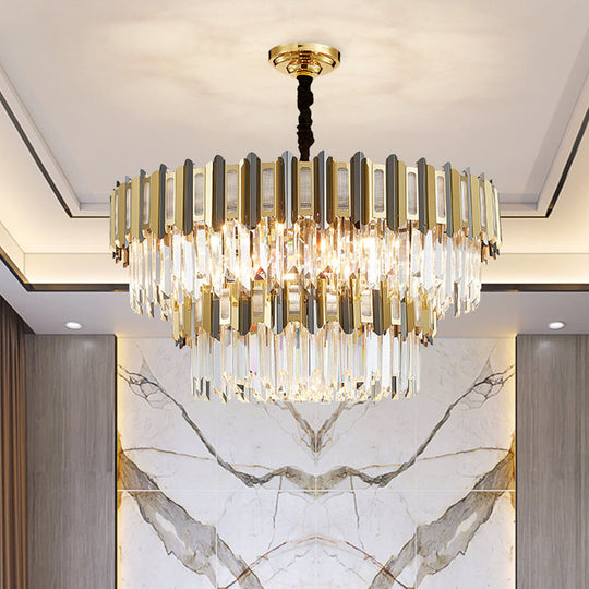 Gold Simplicity Crystal Chandelier Light Fixture for Living Room