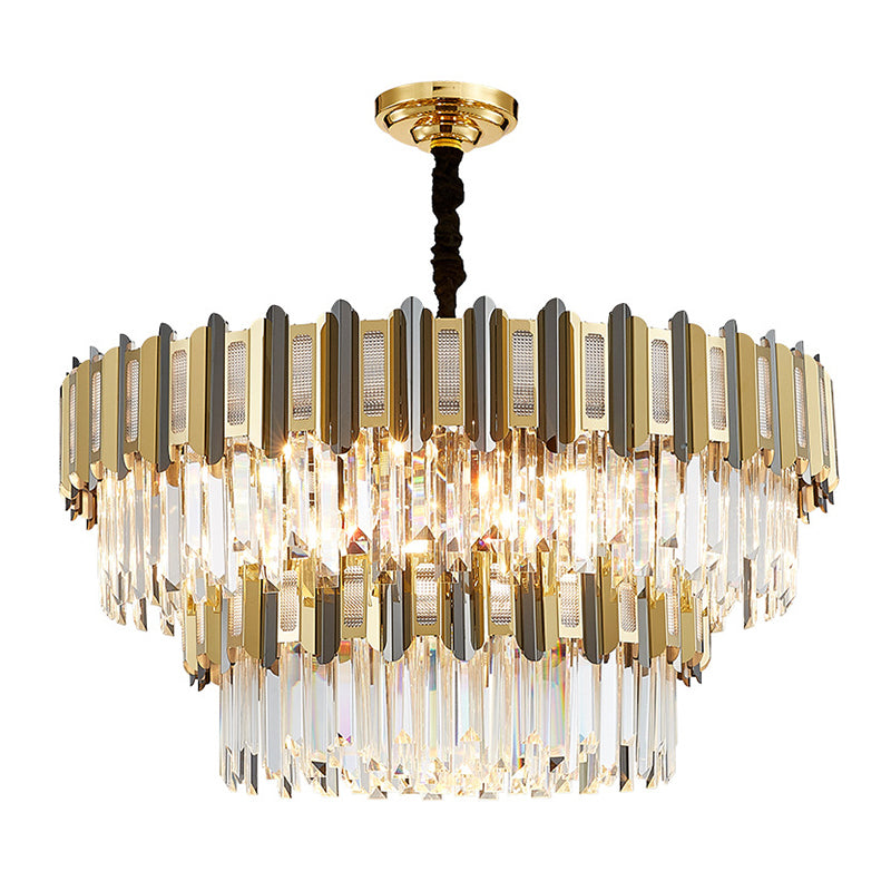 Gold Simplicity Crystal Chandelier Light Fixture for Living Room