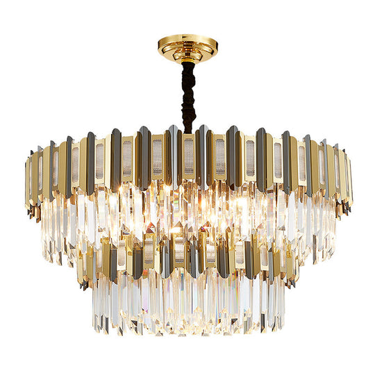 Gold Simplicity Crystal Chandelier Light Fixture for Living Room