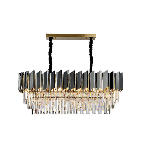 Artistic Black Crystal Chandelier Light For Living Room With Tiered Suspension 10 /