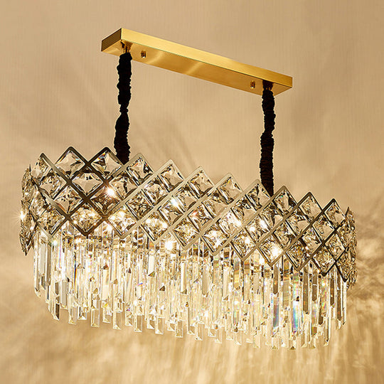 Post-Modern Crystal Rhombus Chandelier Pendant Light Stainless Steel Multi-Tiered Design 10 /