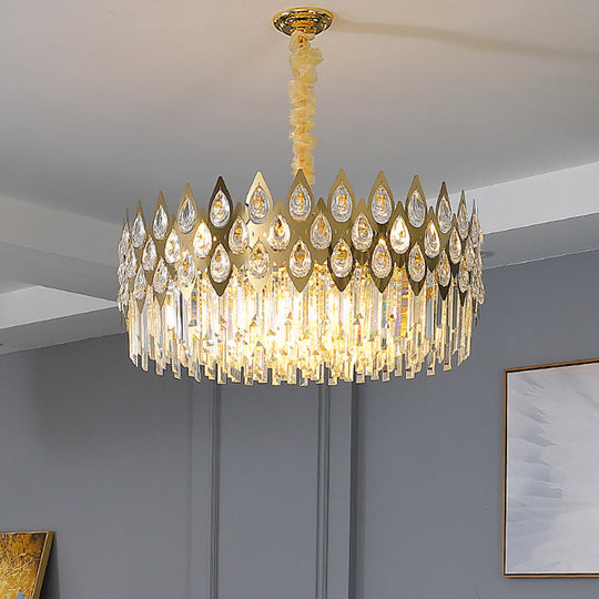 Gold Geometric Living Room Chandelier With Clear Crystal Artistic Suspension Light / Small Round