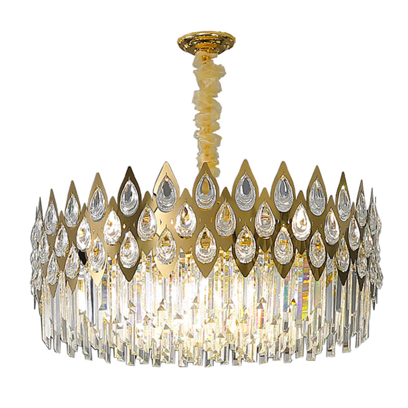 Gold Geometric Living Room Chandelier With Clear Crystal Artistic Suspension Light