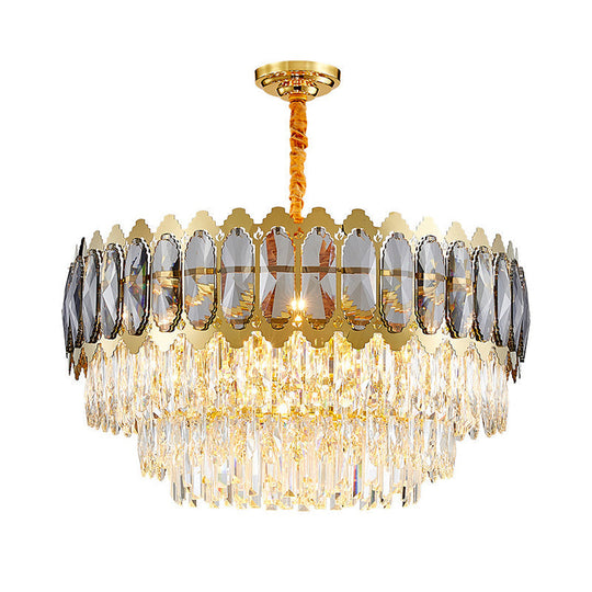 Stunning Faceted Crystal Pendant Light Gold | Minimalist Multi-Tiered Design Perfect For Living