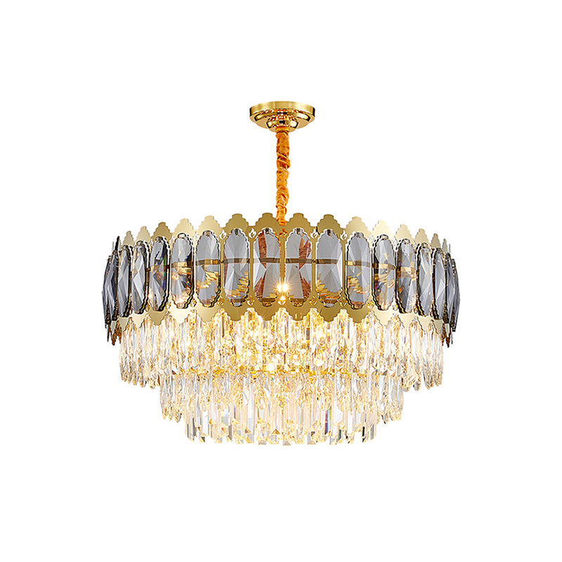 Stunning Faceted Crystal Pendant Light Gold | Minimalist Multi-Tiered Design Perfect For Living