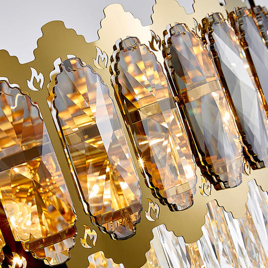 Stunning Faceted Crystal Pendant Light Gold | Minimalist Multi-Tiered Design Perfect For Living