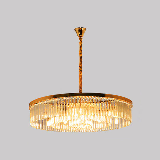 Postmodern K9 Strip Crystal Ceiling Chandelier - Drum Shaped Ideal For Living Room Lighting Gold /