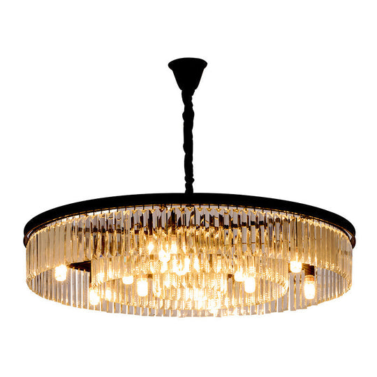 Postmodern K9 Strip Crystal Ceiling Chandelier - Drum Shaped Ideal For Living Room Lighting