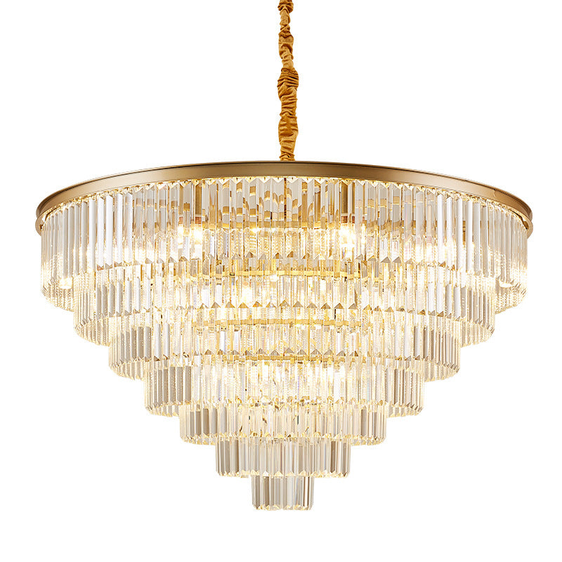 Crystal Simplicity: Tiered Tapered Living Room Chandelier Light - Pendant Fixture