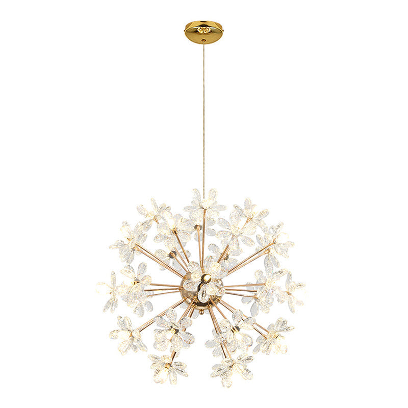 Led Dandelion Chandelier: Crystal Flower Pendant Light For Living Room