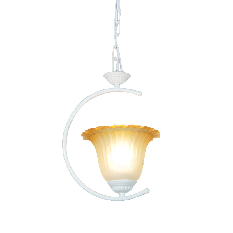 Classical Flared Pendant Light Fixture - White/Black Metal For Living Room Ceiling