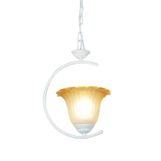 Classical Flared Pendant Light Fixture - White/Black Metal For Living Room Ceiling