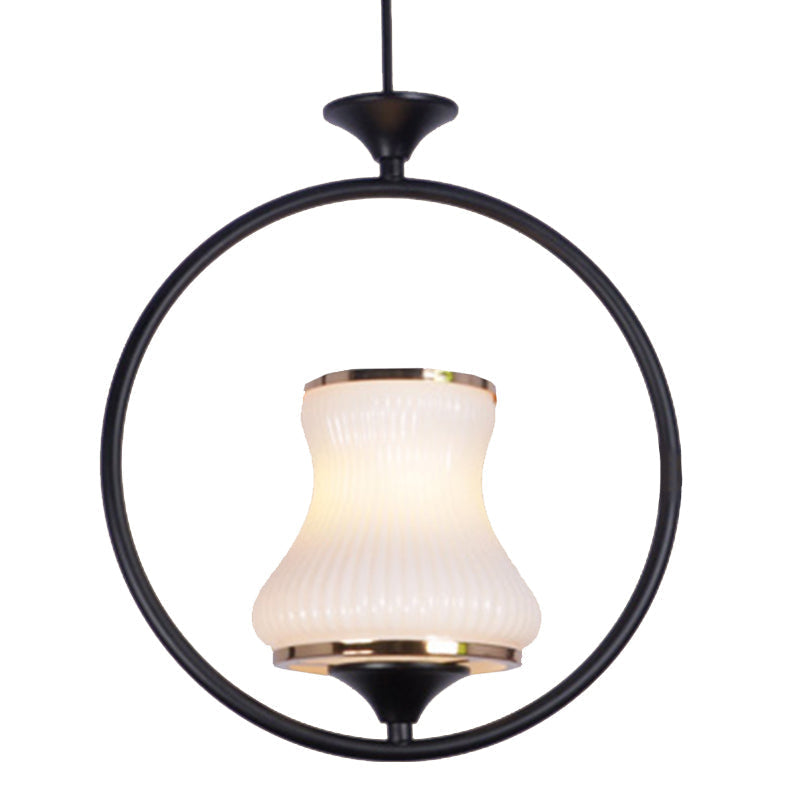 Classic Metal Ceiling Pendant Light With Cup Shade - 1 Black/White/Pink Ideal For Corridors