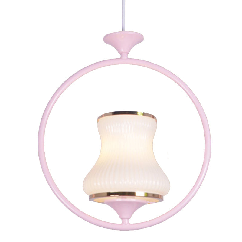 Classic Metal Ceiling Pendant Light With Cup Shade - 1 Black/White/Pink Ideal For Corridors