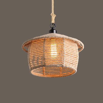 Beige Natural Rope Ceiling Light: Industrial Pendant For Dining Room / A