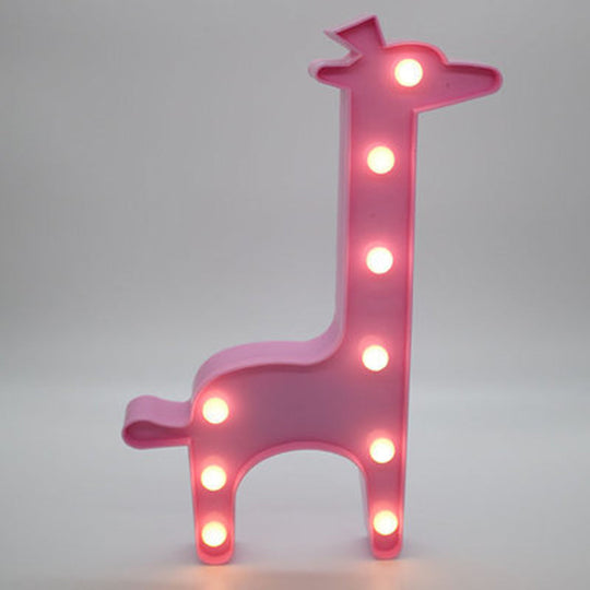 Artistic Cartoon Led Table Lamp For Bedroom - Battery Operated Nightstand Light Pink /