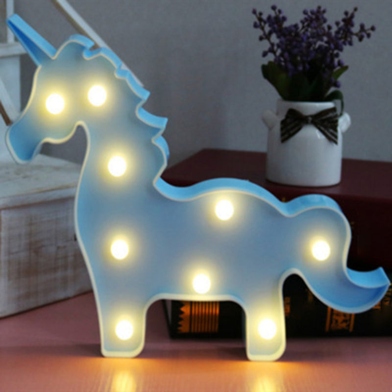 Artistic Cartoon Led Table Lamp For Bedroom - Battery Operated Nightstand Light Blue /